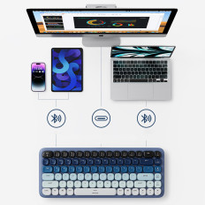 Bezvadu tastatūra ar fona gaismu KU101 Bluetooth USB-C Zils