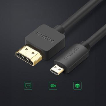 Kabelių garso kabelis Vaizdo mikrohdmi - HDMI 2.0 1m juoda