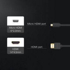 Καλώδιο καλωδίου ήχου βίντεο MICROHDMI - HDMI 2.0 1m Μαύρο