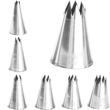 Embouts en étoile pour sacs à pâtisserie en acier inoxydable ondulé - ensemble de 7 pièces - HENDI 551714