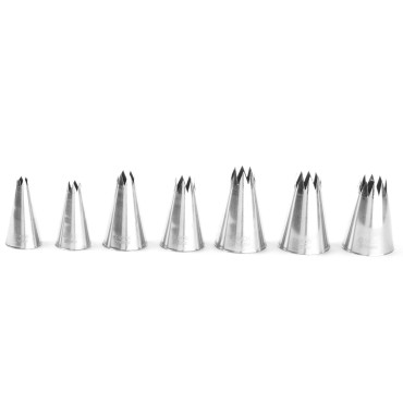 Embouts en étoile pour sacs à pâtisserie en acier inoxydable ondulé - ensemble de 7 pièces - HENDI 551714