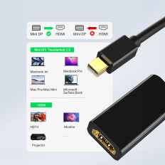 Adapter adapter kábel kábel Mini DP DisplayPort - HDMI 4K fekete