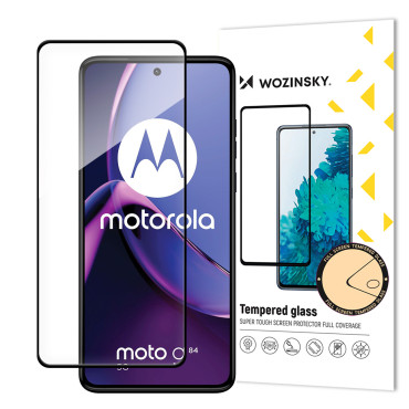 Kaljeno steklo 9H na celotnem zaslonu Motorola Moto G84 s črnim okvirjem polno lepilo