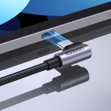 Stūra kabeļu USB-C leņķa kabelis 480MB / mēģinājumā 0.5m Black-Eyed
