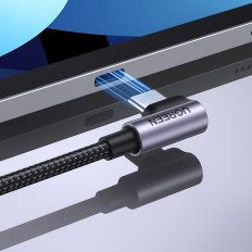 Cabo de ângulo USB-C de cabo angular no 480MB / FOO 0.5m de olhos pretos