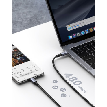 Kabel USB-C kabel v 5A 480MB / s 0.5m črno-Eyed