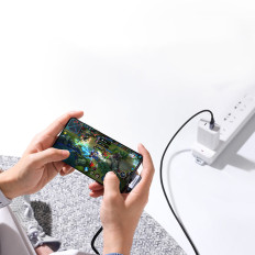 Kabel USB Hoeksnoer - USB-C 5GB / S 3A 1M Zwart