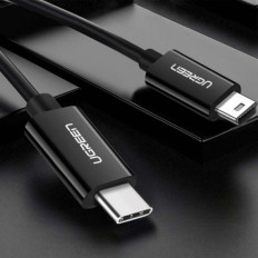 Kabeļu USB-C kabelis - miniusb 480mbps 1m melns