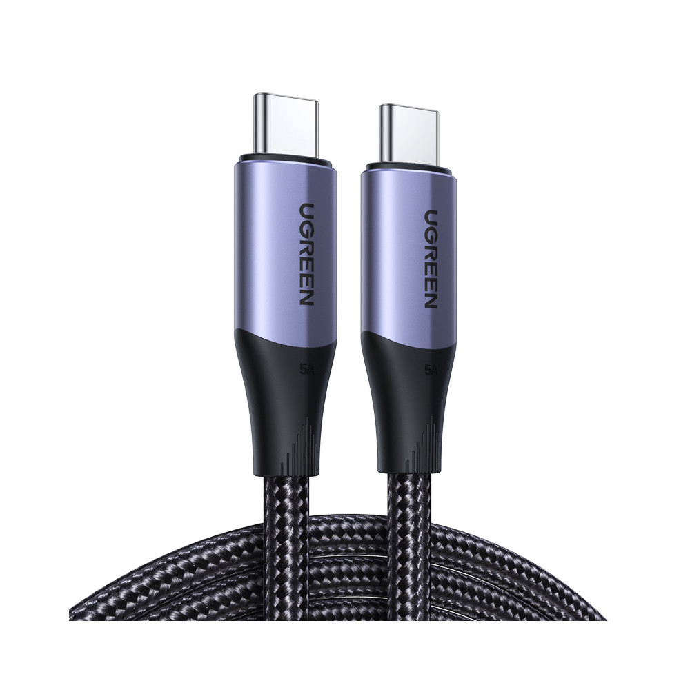 Kabeļu USB-C kabelis 3.1 Gen 2 PD QC 100W 5A 1m melns
