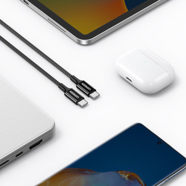 Kabel USB-C 100W 5A PD 480Mbps 2m Svart kabel