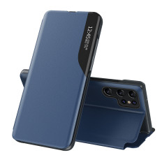 Case Cover for Samsung S24 Ultra Ultra a fedéllel és az alap Eco Bőr View Blue