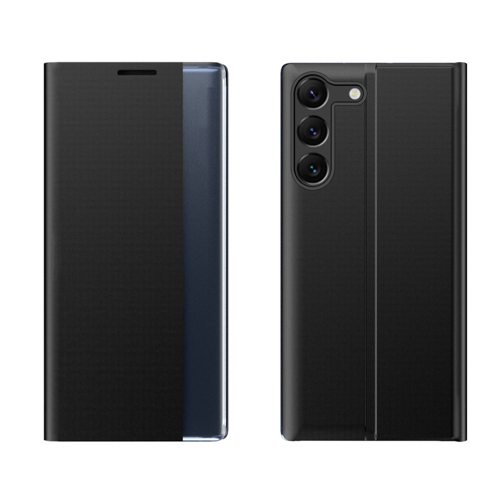 Caso de caso para Samsung S24 con solapa magnética Nueva vista de sueño Caja negra