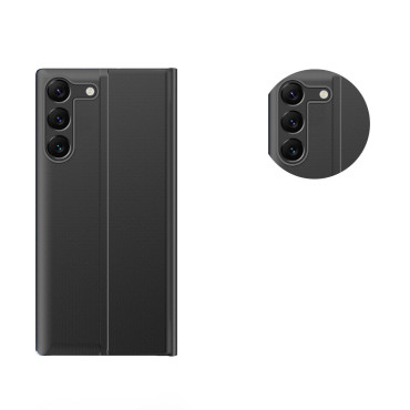 Case Case voor Samsung S24 met magnetische flap NIEUWE SLEEP Bekijk Case Black