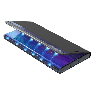 Case Case voor Samsung S24 met magnetische flap NIEUWE SLEEP Bekijk Case Black