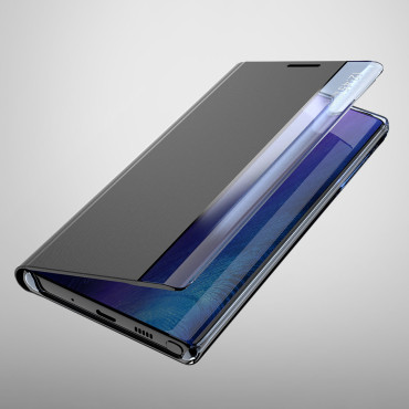 Caso de caso para Samsung S24 con solapa magnética Nueva vista de sueño Caja negra