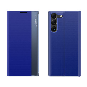 Case Case voor Samsung S24 + met magnetische flap NIEUWE SLEEP Bekijk Case Blue