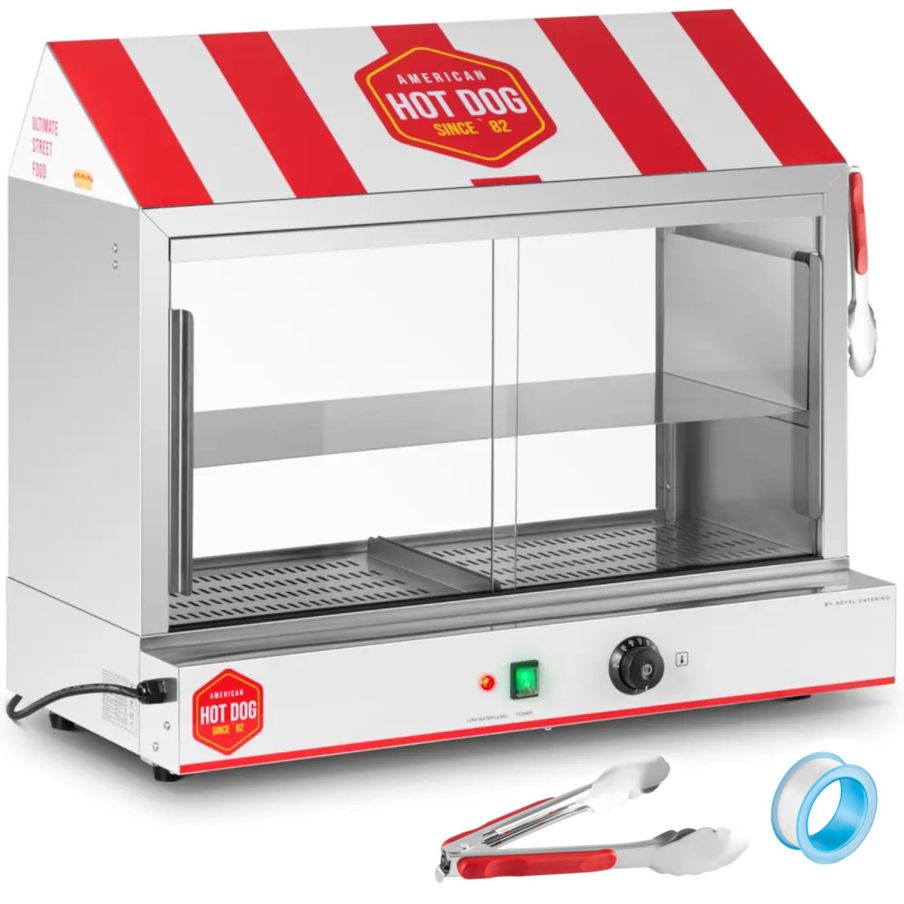 Site de aquecimento de aquecedor para cachorros-quentes em 300 salsichas 100 rolos 30 - 110 C 2400 W