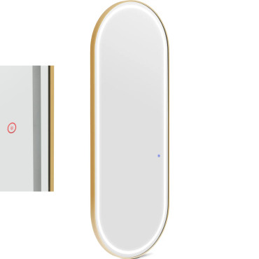 Espelho de console de cabeleireiro console com iluminação LED Oval 180 x 70 cm - dourado