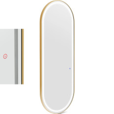 Konsoll Frisør Console Speil med LED-belysning Oval 180 x 70 cm - Gull