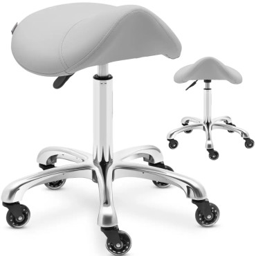 Taboret Stool Cosmetic Hoker Siode ant ratų iki 150 kg York - šviesiai pilka