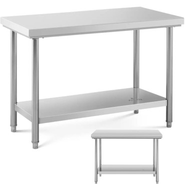 Tabela iz nerjavečega jekla WorkTop z polico 120 x 60 cm