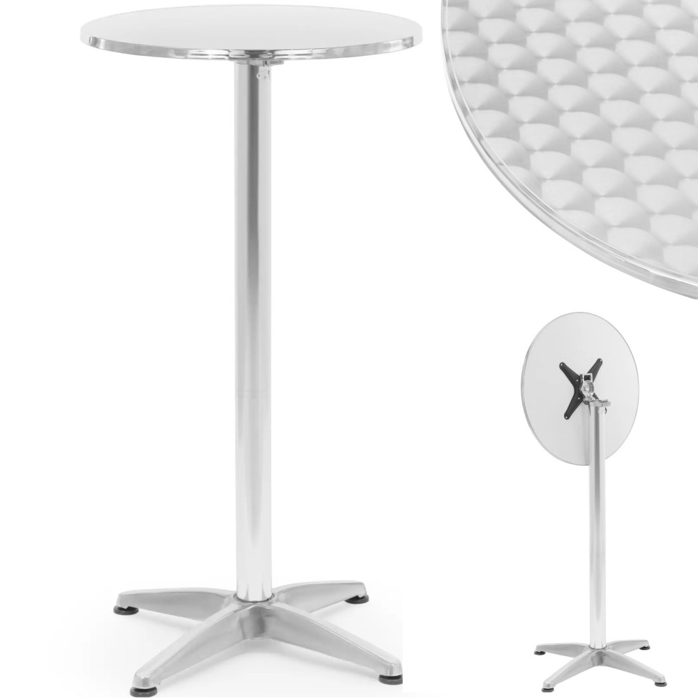 Bordsbord med ladugård runt tall vikta. 60 cm 115 cm silver