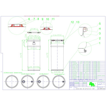Barril de Aço Oh 100L Removível LID Rateus 2 e 3/4 Interior lacado - Azul