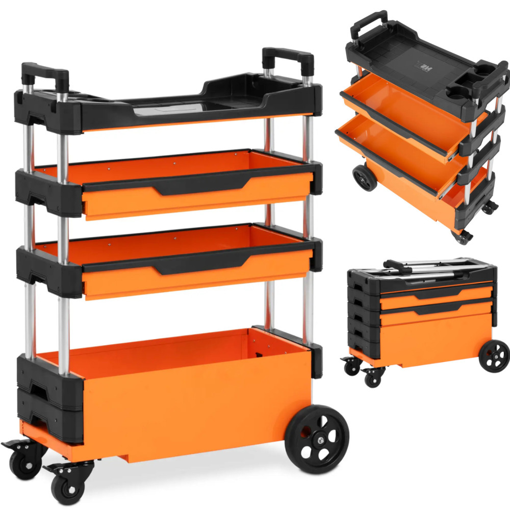 Carrinho de viagem de montagem com altura ajustável 2 gavetas 69 x 38,4 x 95,7 cm