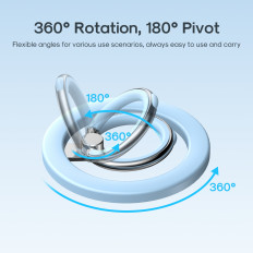 Magnetischer Griff am Telefon an einem blauen Finger