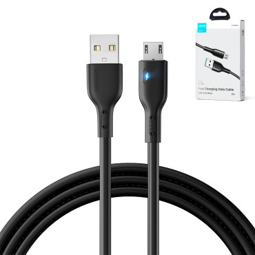 Kabeļu USB kabelis - microusb 2.4a ar 2m LED Black