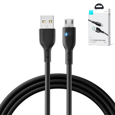Kábel USB kábel - MicroUSB 2.4A 2M LED fekete