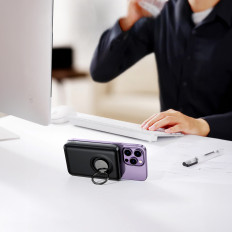 Powerbank Wireless 10000MAH 20W MagSafe med stand + USB-C kabel svart