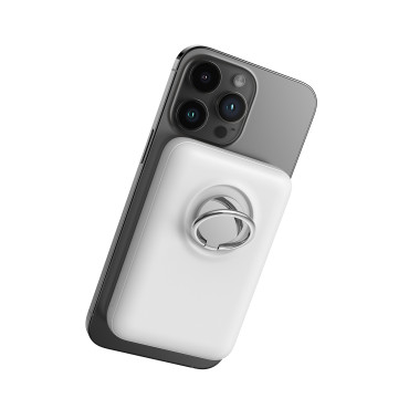 Powerbank sem fio 10000mAh 20w magsafe com suporte + cabo USB-C branco