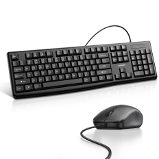 Tastaturet sett 104 og USB svart kablet mus