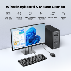 Keyboard set 104 and USB black wired mouse