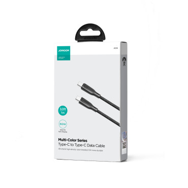 Kabel USB-C 60W kabel Fast Transfer Multi-Color Serie 1m Svart