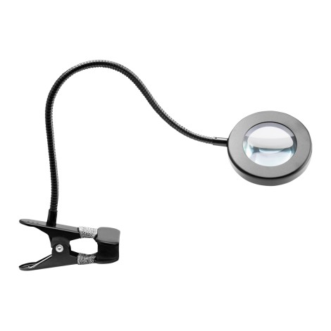 LAMPE LOUPE À LED SNAKE RING SUR BUREAU NOIR