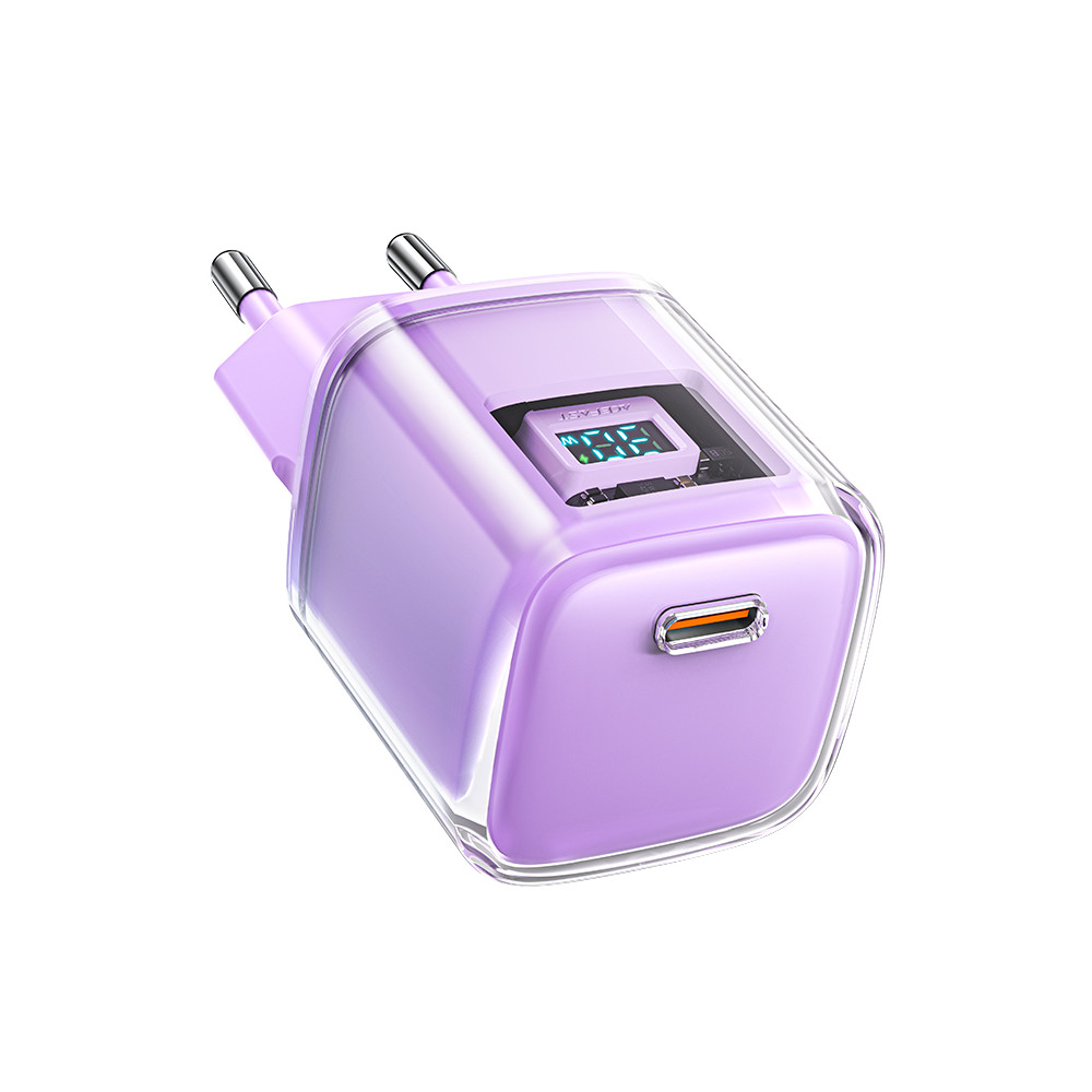 Tinklo krautuvas su ekranu PD 30W GAN3 USB-C violetinė