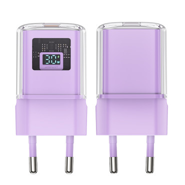 Nätverkslastare med display PD 30W GAN3 USB-C lila