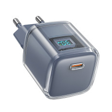 Tinklo įkroviklis su ekranu PD 30W GAN3 USB-C GRAY