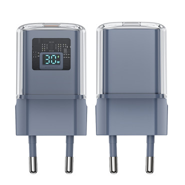 Tinklo įkroviklis su ekranu PD 30W GAN3 USB-C GRAY