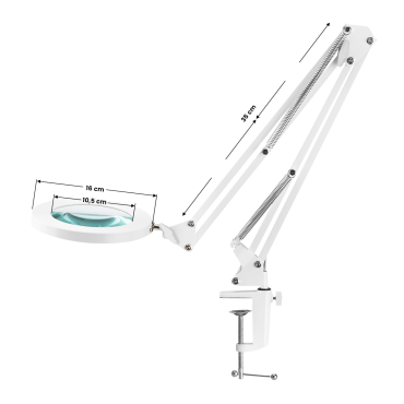 Lampe Loupe à LED Blanche GLOW 308 pour Table avec Lentille 8 Dioptries — vue latérale