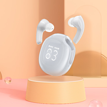 Brezžične slušalke T9 Bluetooth 5.3 Ura USB-C bela