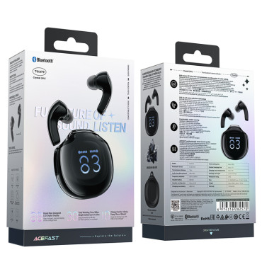 Fones de ouvido sem fio T9 Bluetooth 5.3 Ear USB-C Preto