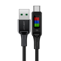 Kabel USB-A-kabel - USB-C 60W med display 1.2m svart