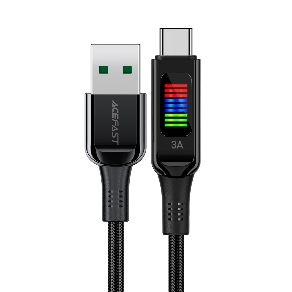 Kabel-USB-A-Kabel - USB-C 60W mit Anzeige 1.2m Schwarz