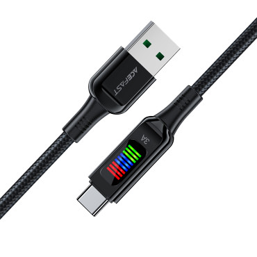 Kabeļu USB-Kabelis - USB-C 60W ar displeju 1.2m Black
