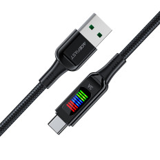 Kabeļu USB-Kabelis - USB-C 60W ar displeju 1.2m Black