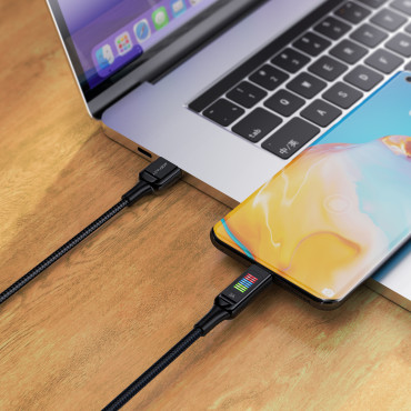 Kabeļu USB-Kabelis - USB-C 60W ar displeju 1.2m Black