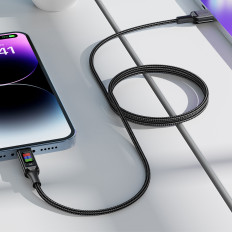 Kabeļu USB-Kabelis - USB-C 60W ar displeju 1.2m Black